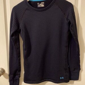 Under armour base 4.0 coldgear black fitted waffle  shirt size women’s medium